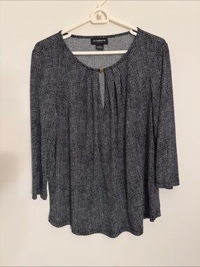 Liz Claiborne Navy and White Dot Scoop Neck Tunic